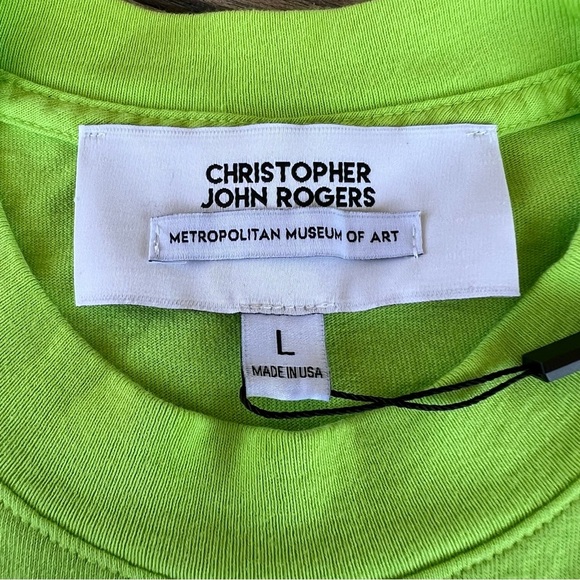 Christopher John Rogers High Fashion Drama Met Neon Green Graphic Tee Large NWT - Picture 7 of 10